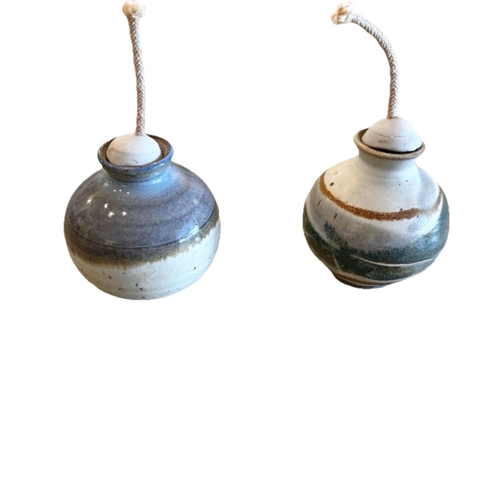 WAGNER STONEWARE Handthrown POTTERY Glazed Ceramic OIL LAMPS Unique Rustic Decor